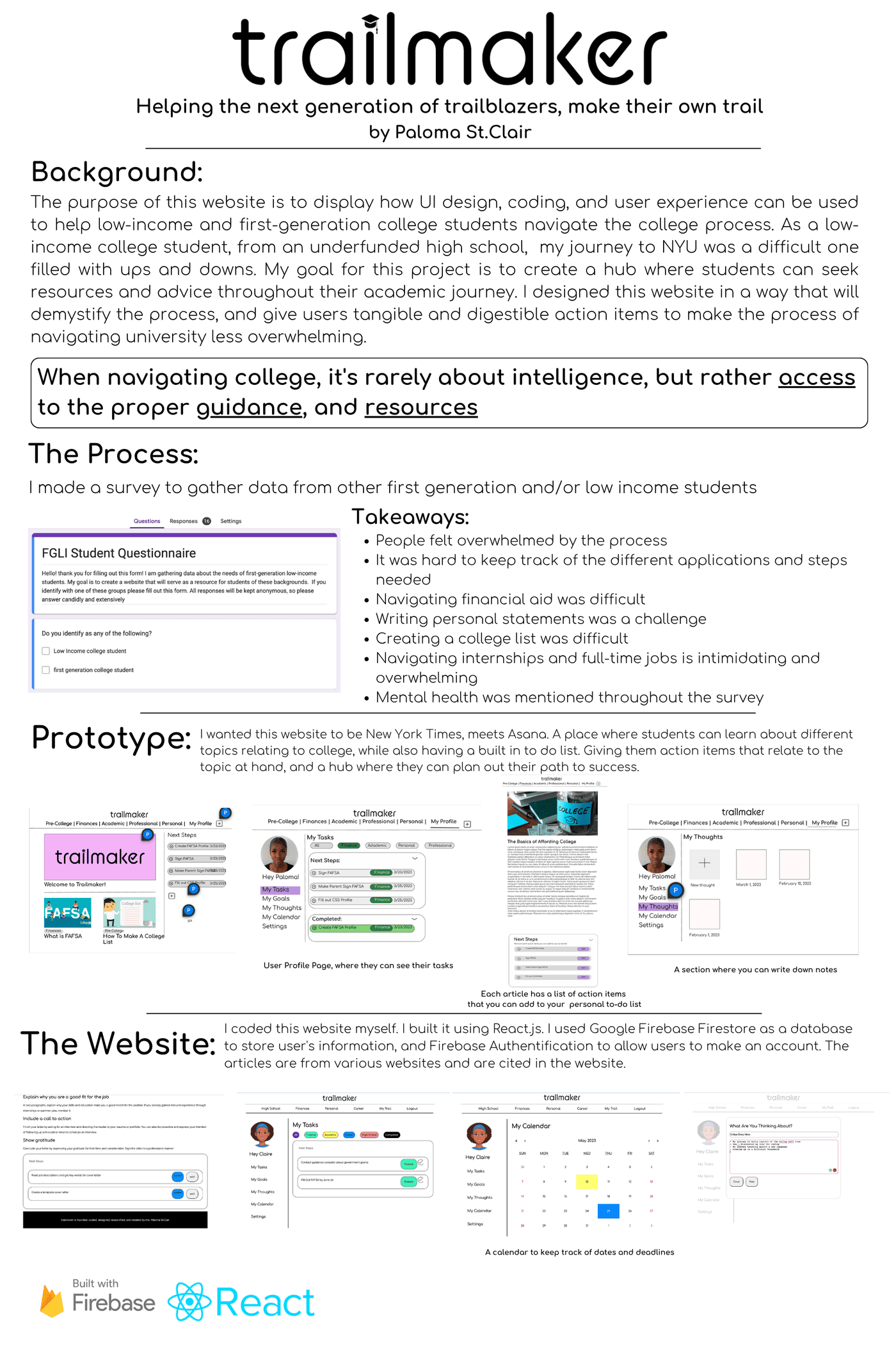 My senior design poster — background, research, prototypes, and the finished product, presented at NYU Tandon's senior showcase.
